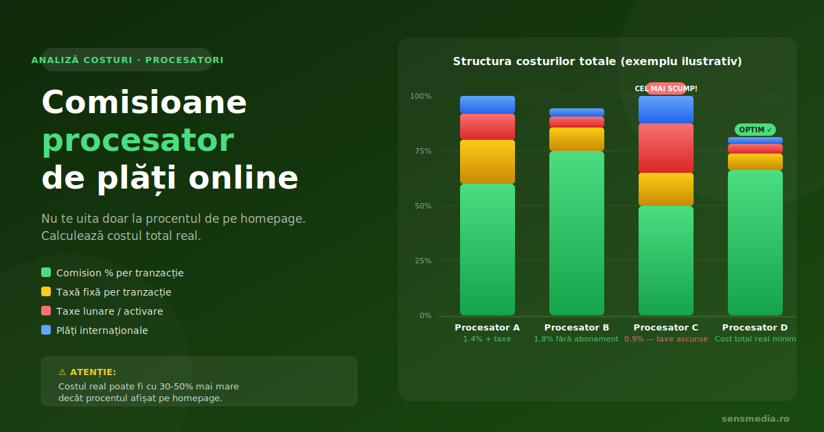 comisioane procesator de plăți online – analiză comparativă structură costuri